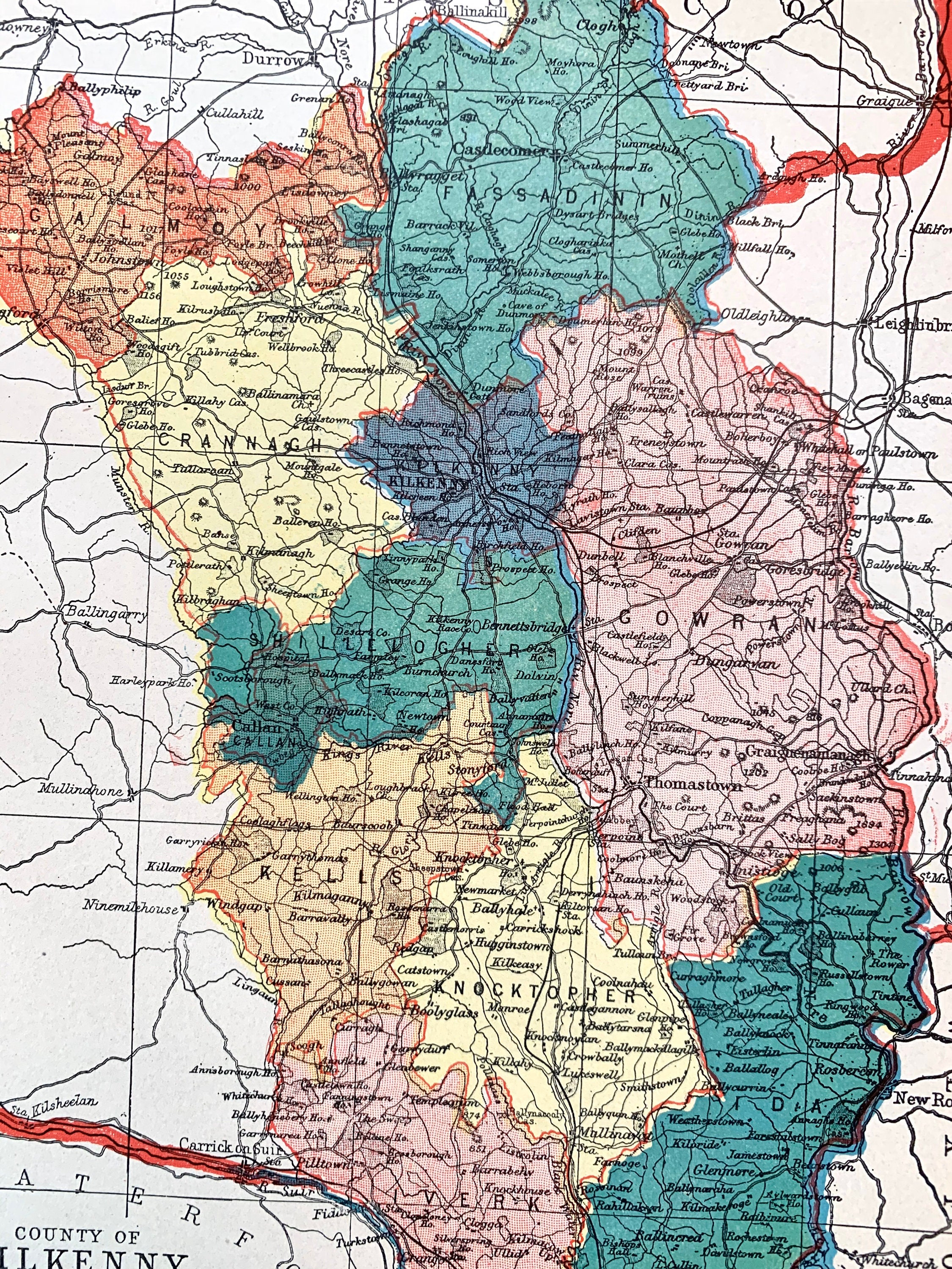Kilkenny Map, Original 1901 Atlas of Ireland Map, County of Kilkenny - Etsy