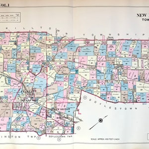New Britain Township map, Original 1948 Bucks County Atlas, Chalfont, New Galena, Newville