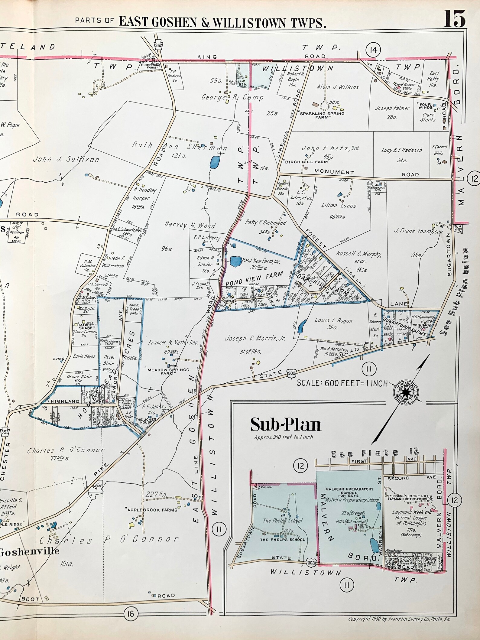 East Goshen Township Map Original 1950 Franklin Survey Main Etsy UK