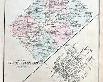 Washington Township map, Original 1876 Berks County Pennsylvania Atlas, Barto, Bechtelsville