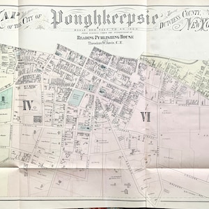 Poughkeepsie map, Original 1876 Dutchess County atlas, Vasser College