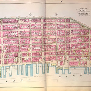 Lower East Side map, Original Manhattan Island Atlas, Manhattan Bridge