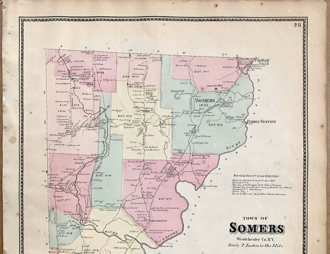 Somers Map Original 1867 New York State Atlas Map Etsy