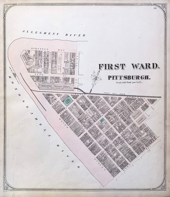 Downtown Pittsburgh map Original 1872 Pittsburgh Atlas point - Etsy Italia