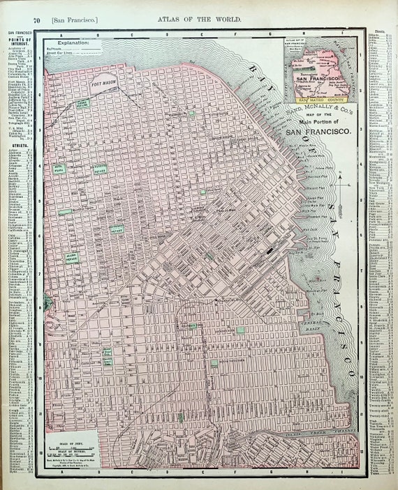 San Francisco Map Original 1900 Rand McNally Atlas | Etsy