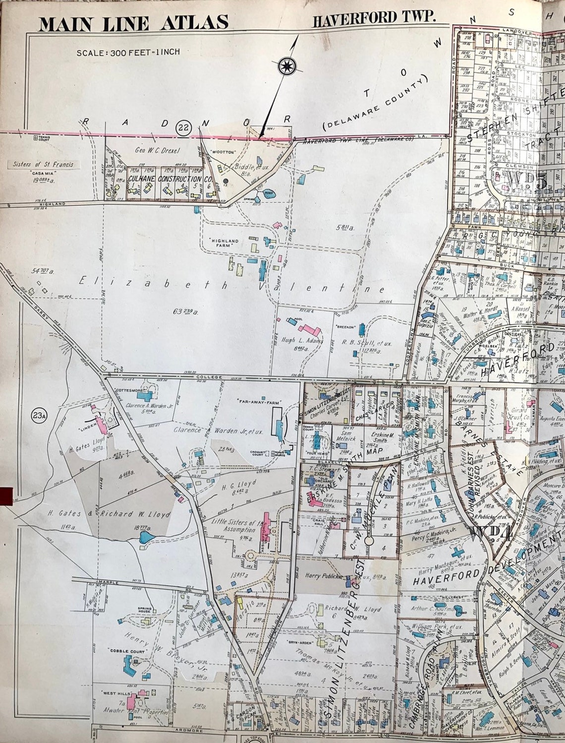 1947 Haverford Township Map Original Main Line Pennsylvania Etsy