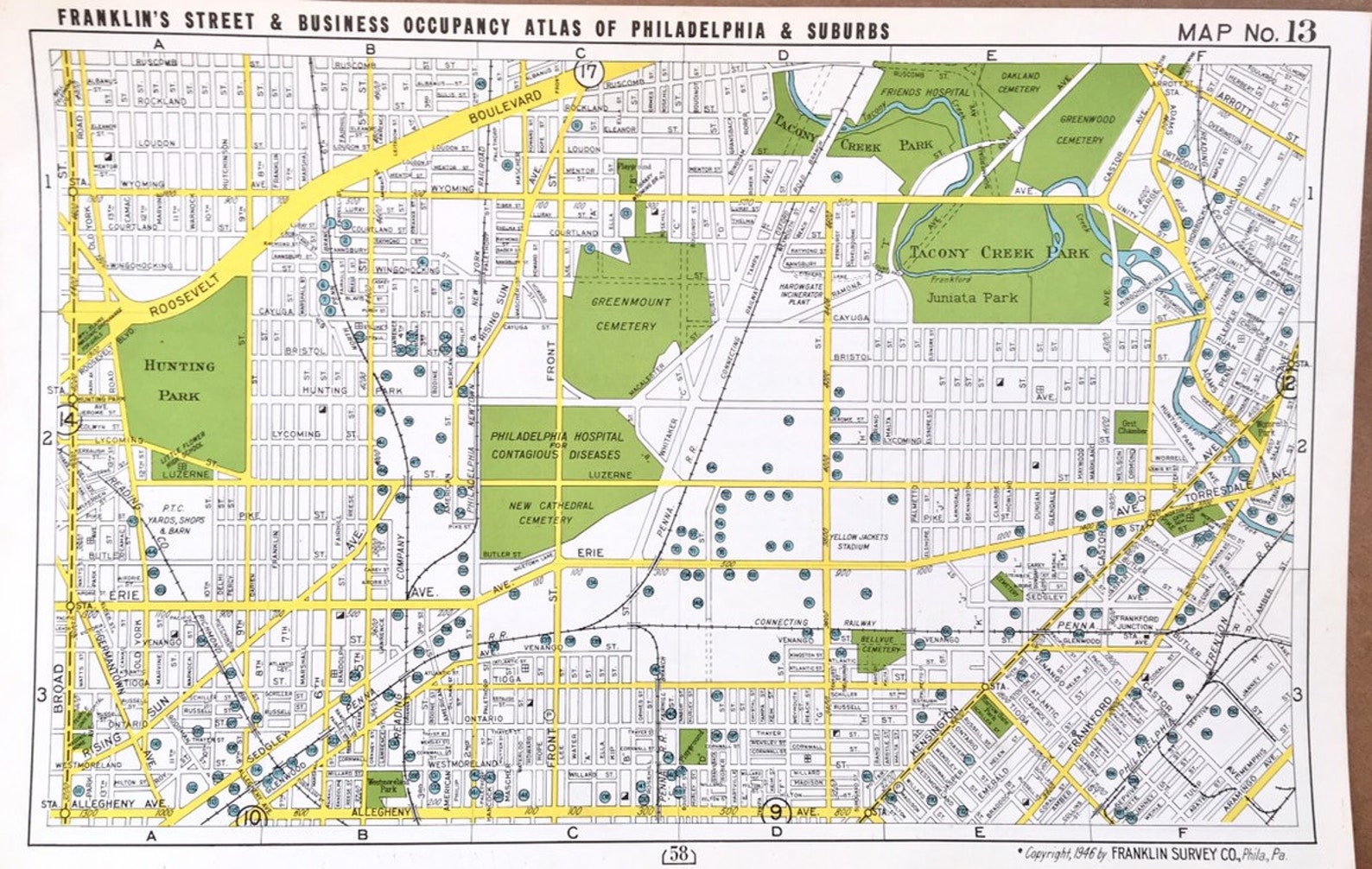 Philadelphia Atlas Map, Original 1946, Juniata Park, Hunting Park Etsy