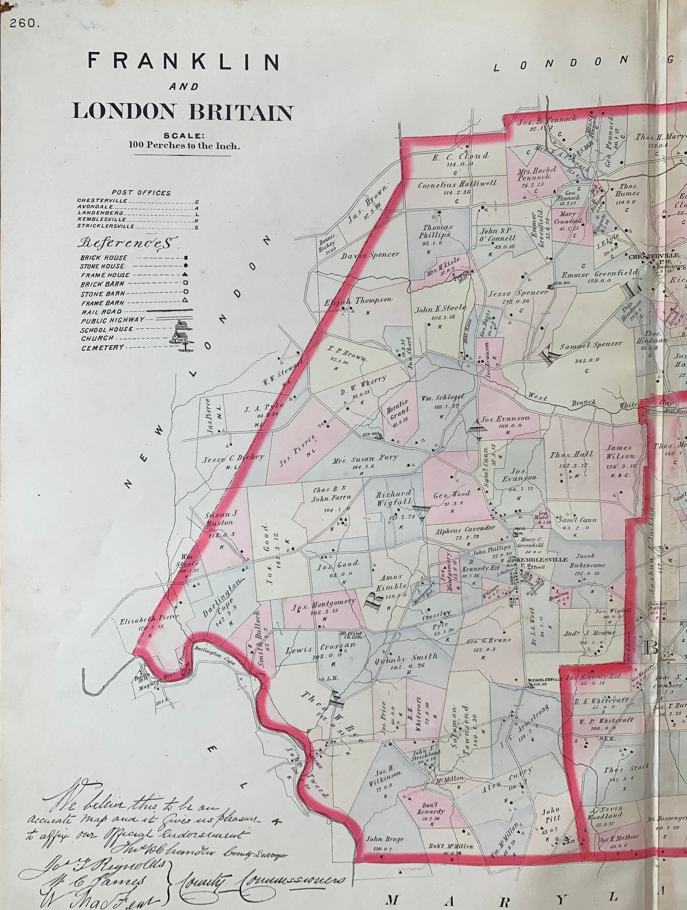 1883 Franklin and London Britain Township Map Original Etsy