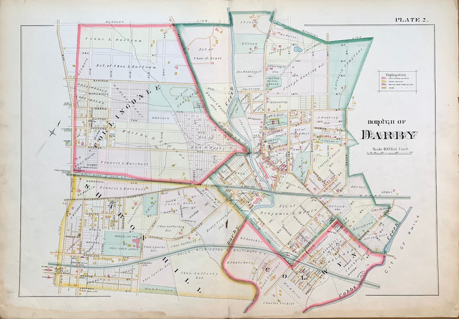Darby Map Original 1892 Delaware County Atlas Map Borough of Etsy