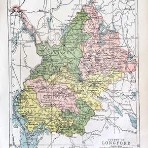 County of Longford 1902 Atlas of Ireland Map  Granard