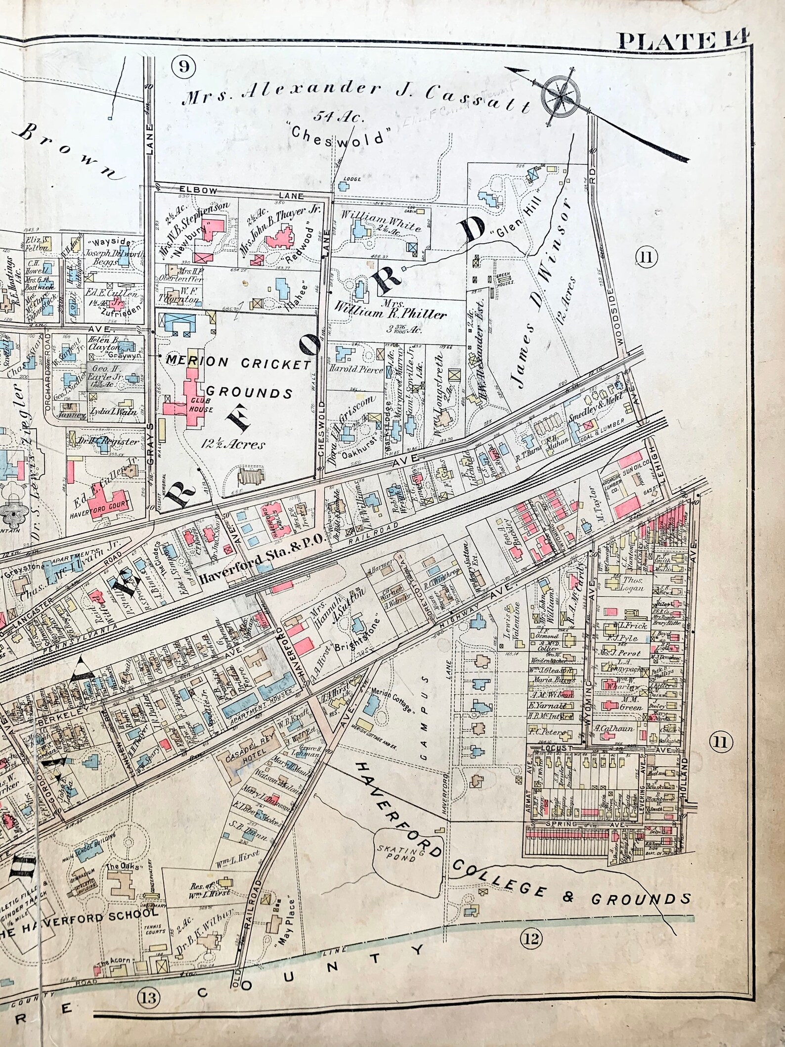 Bryn Mawr map Original 1926 Main Line Pennsylvania Railroad Etsy