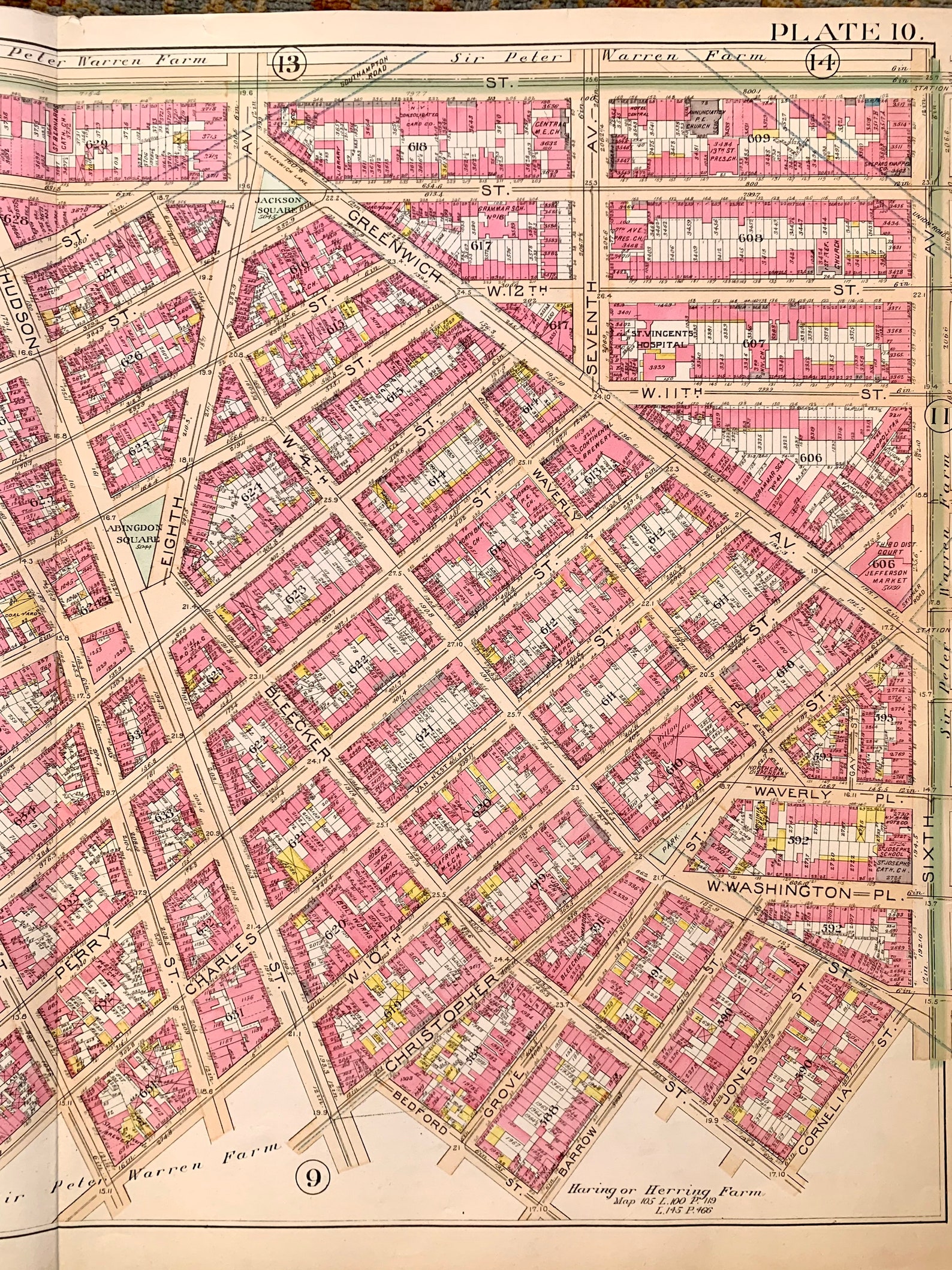 West Village Map Original 1894 Manhattan Atlas Greenwich Etsy