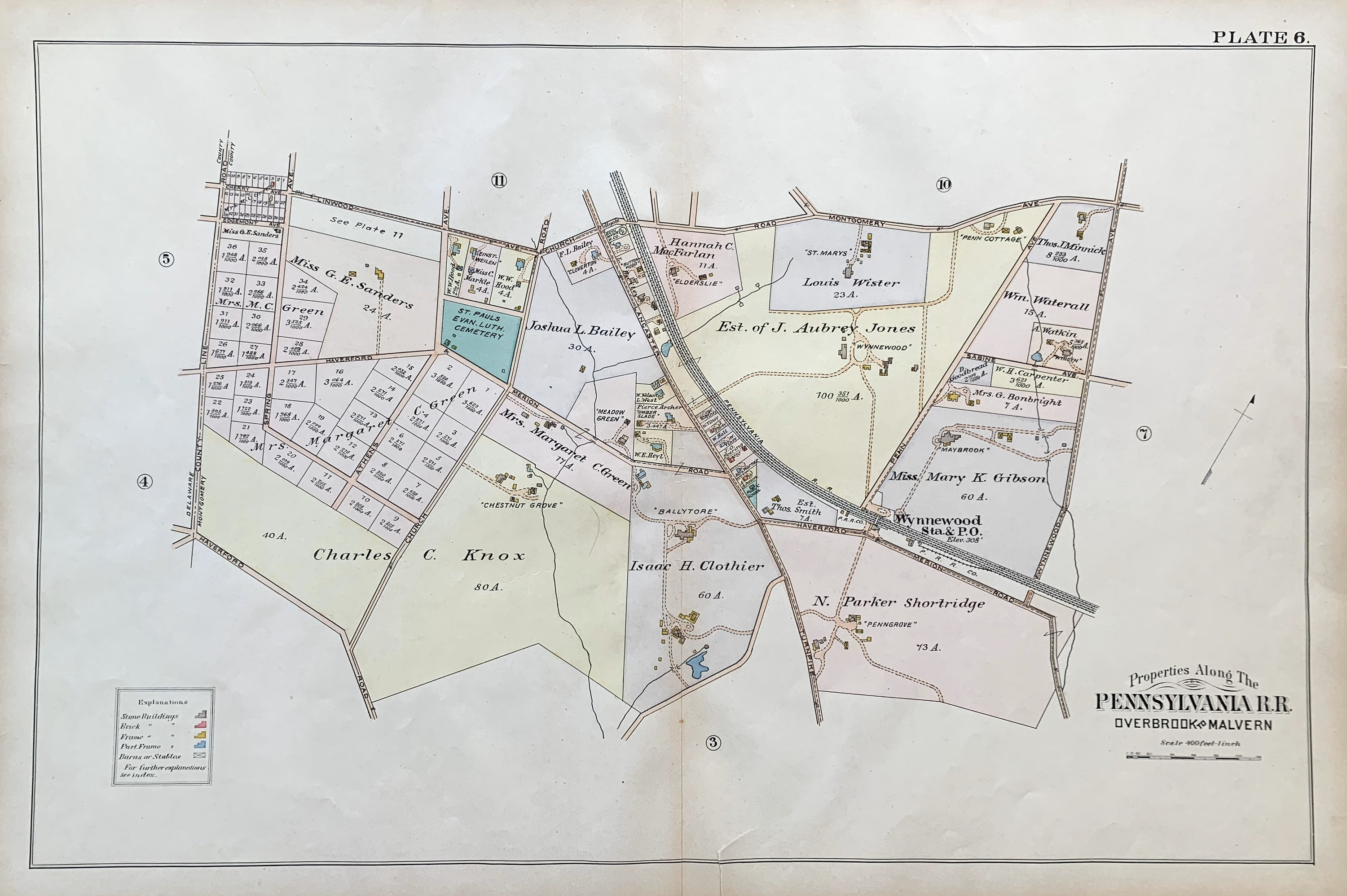 Wynnewood Map, Original 1900 Pennsylvania Main Line Railroad atlas, Narberth, Ardmore Etsy.de