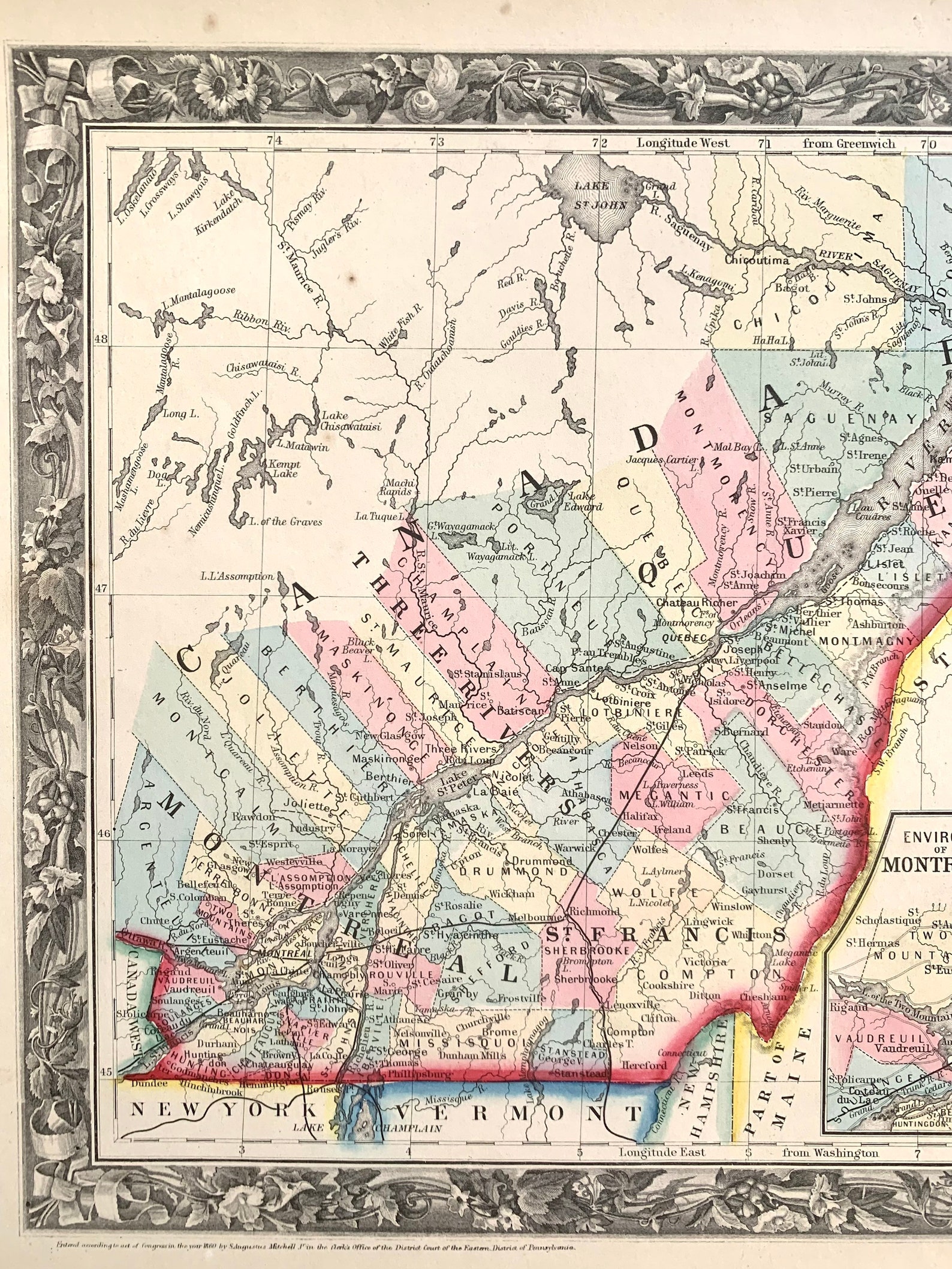 1862 Map of Canada East and Environs of Montreal Original - Etsy