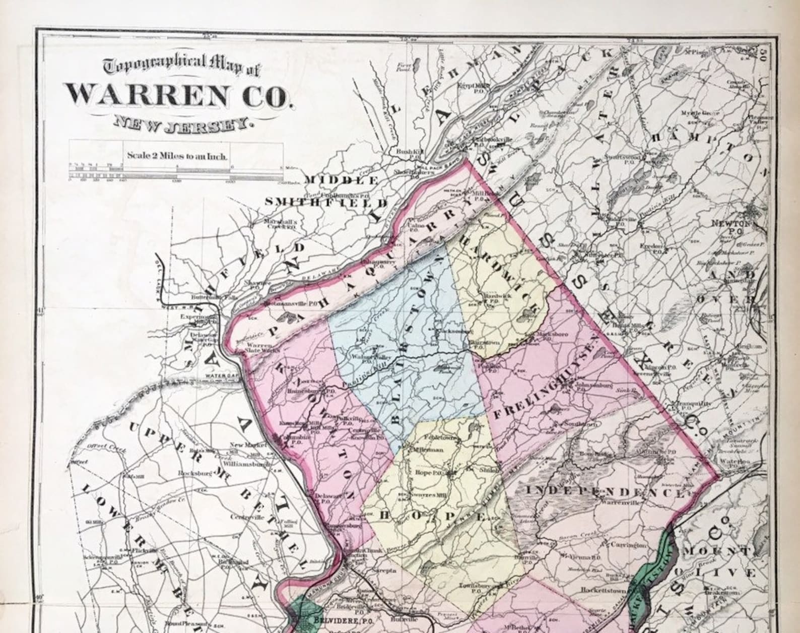 Warren County Original 1872 New Jersey Atlas Phillipsburg - Etsy