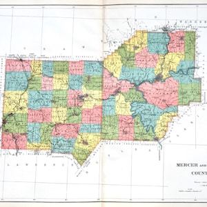 Mercer County map, Venango County map, Original 1900 State of Pennsylvania Atlas