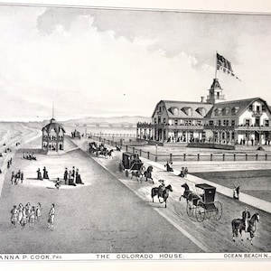 Ocean Beach Print, Original 1878 New Jersey Shore Atlas, Lavallette City, Monmouth County, Colorado House