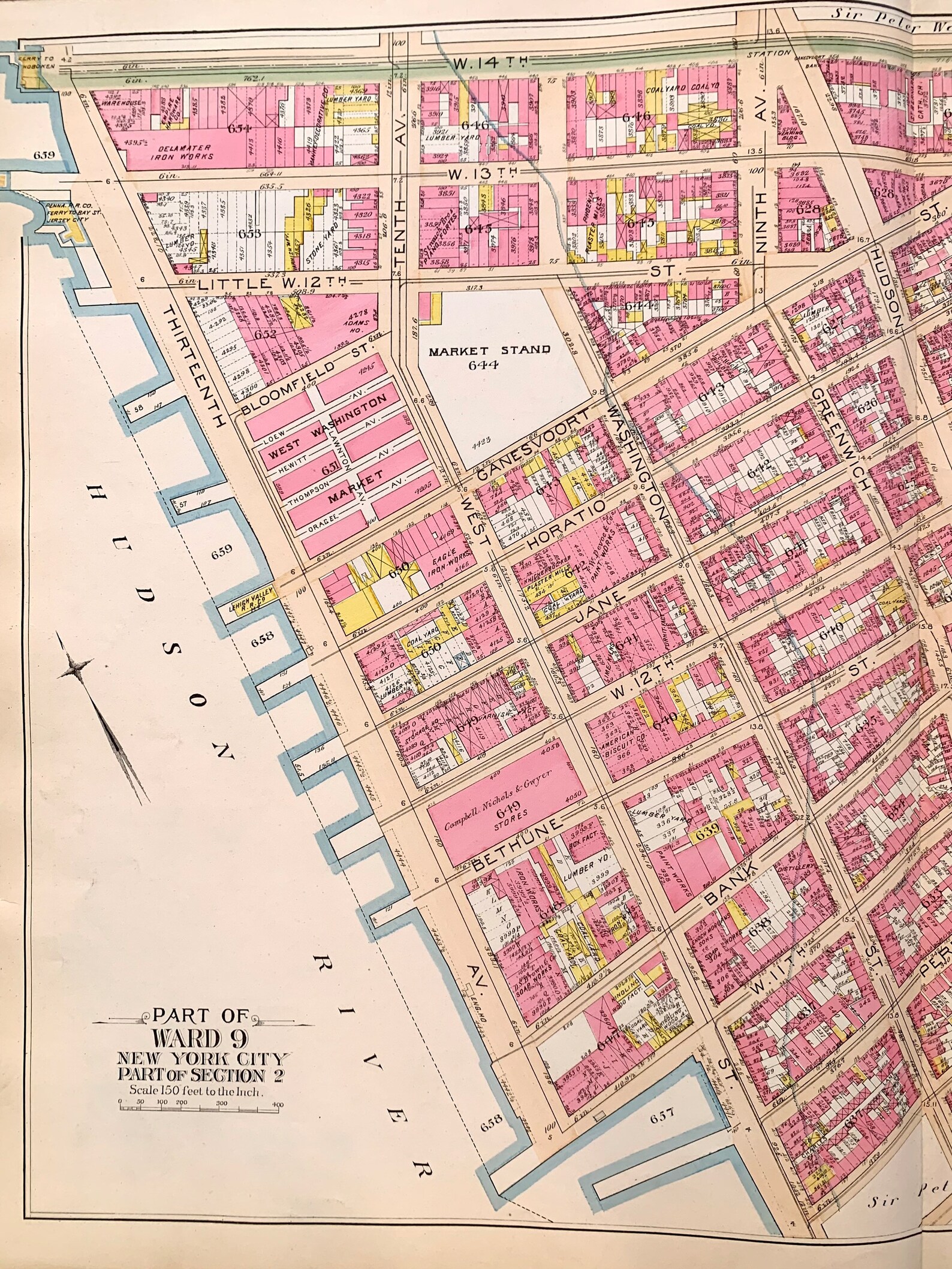 West Village Map Original 1894 Manhattan Atlas Greenwich Etsy