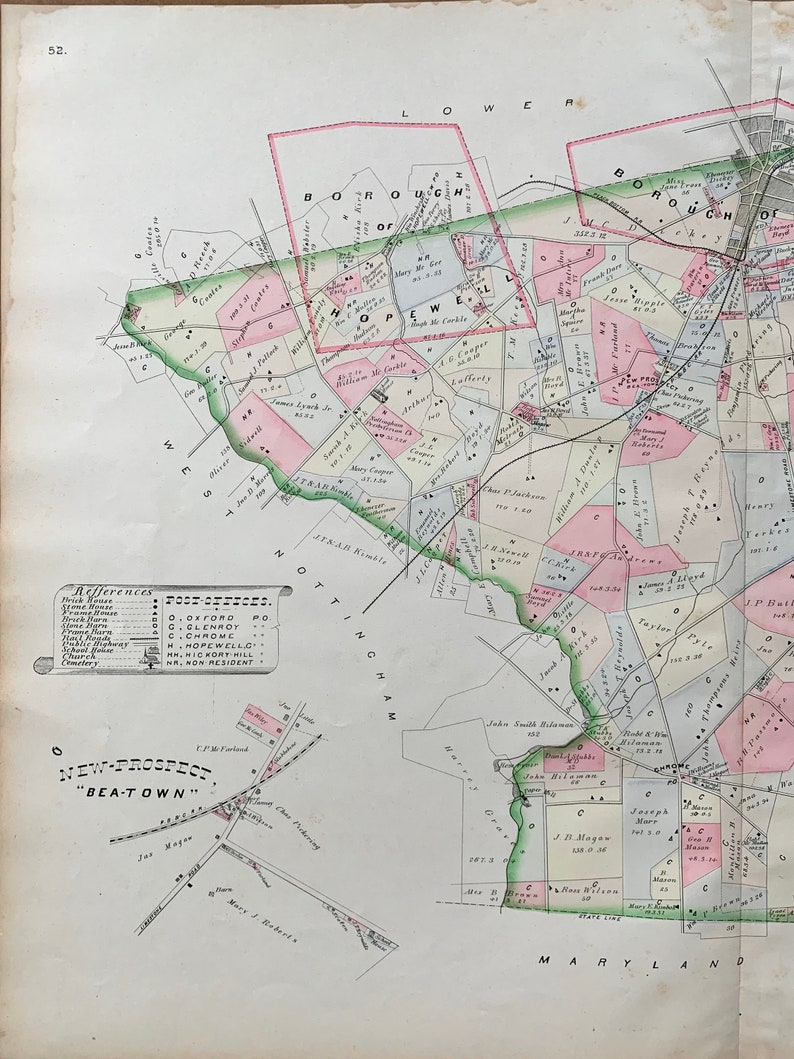 1883 East Nottingham Township Map, Original Chester County Farm Atlas