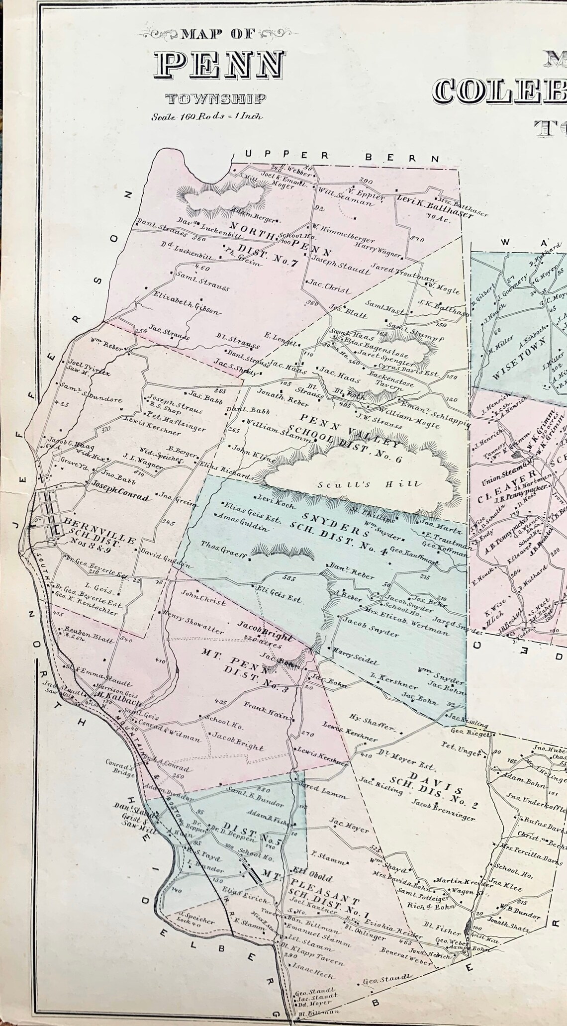 Colebrookdale Township Map Original 1876 Berks County Etsy