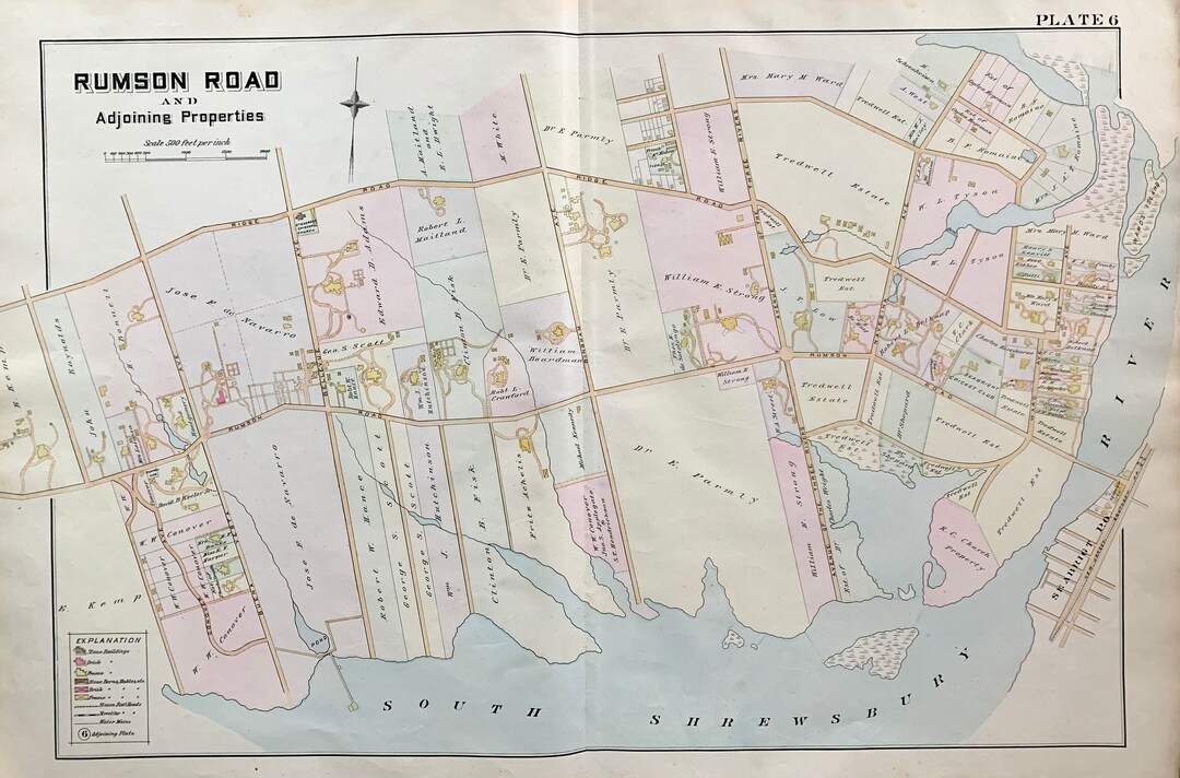 Rumson New Jersey Map Original 1889 Monmouth County Atlas - Etsy