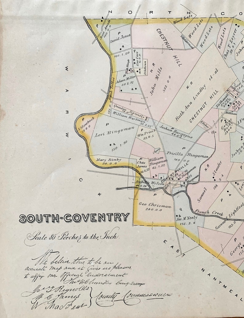 South Coventry Township Map Original 1883 Chester County Etsy