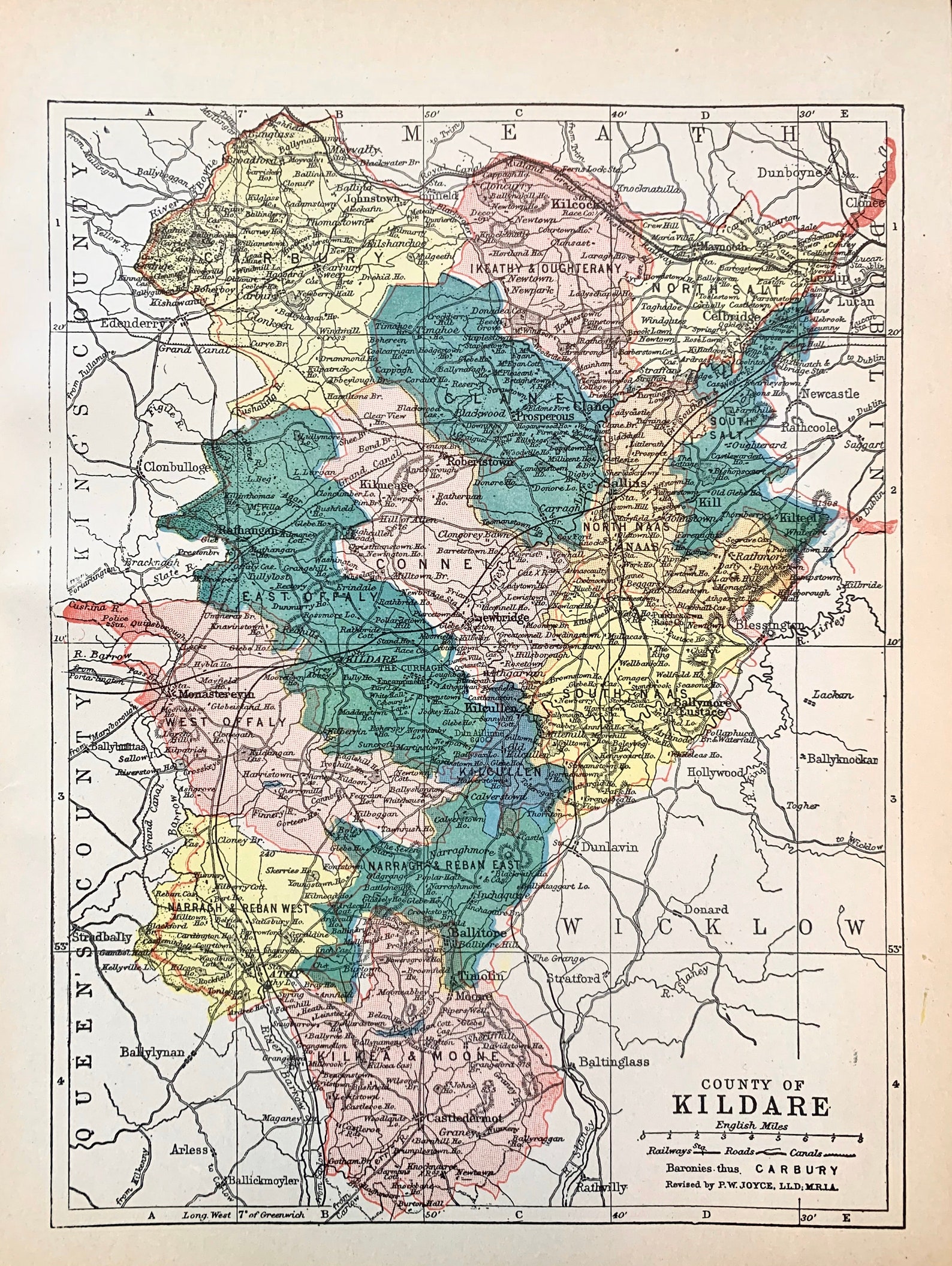 Kildare Map, Original 1900 Ireland Atlas Map, County of Kildare. Etsy