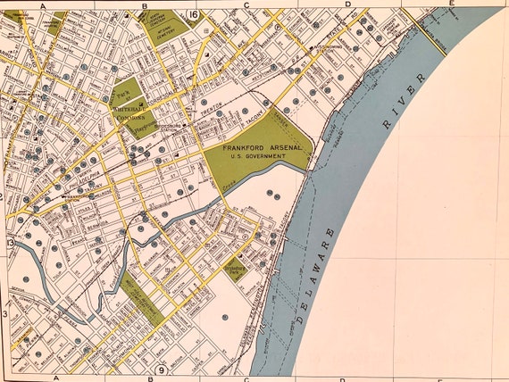 Map Of North Philadelphia Frankford Map North Philadelphia Original 1946 City Of | Etsy Australia