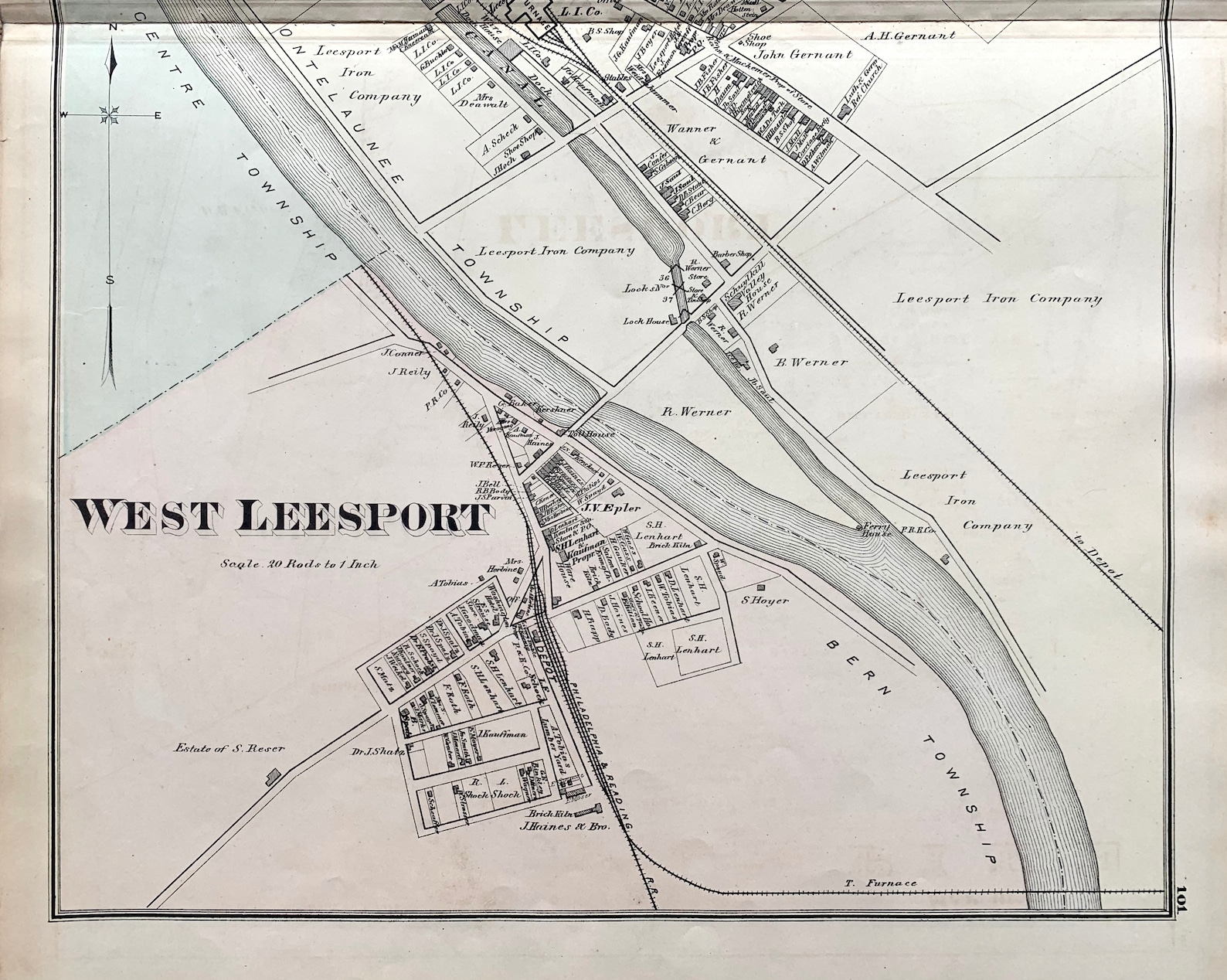 Leesport Map Original 1876 Berks County Pennsylvania Atlas Etsy