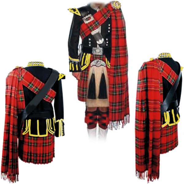 TARTAN PIPER PLAID: Supreme Tartan Piper's Full Plaid-Designed to Accommodate Bagpipers-Finished at Two Ends Hand Purled Fringe