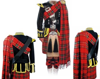 TARTAN PIPER PLAID: Supreme Tartan Piper's Full Plaid-Designed to Accommodate Bagpipers-Finished at Two Ends Hand Purled Fringe