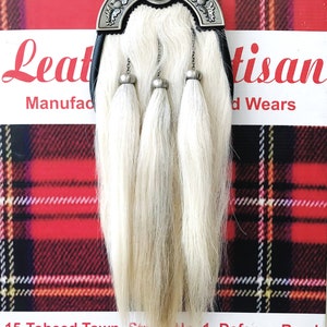 Synthetic Long Hairs Sporran Black Color Body With 5 White Color Tassels main image 1