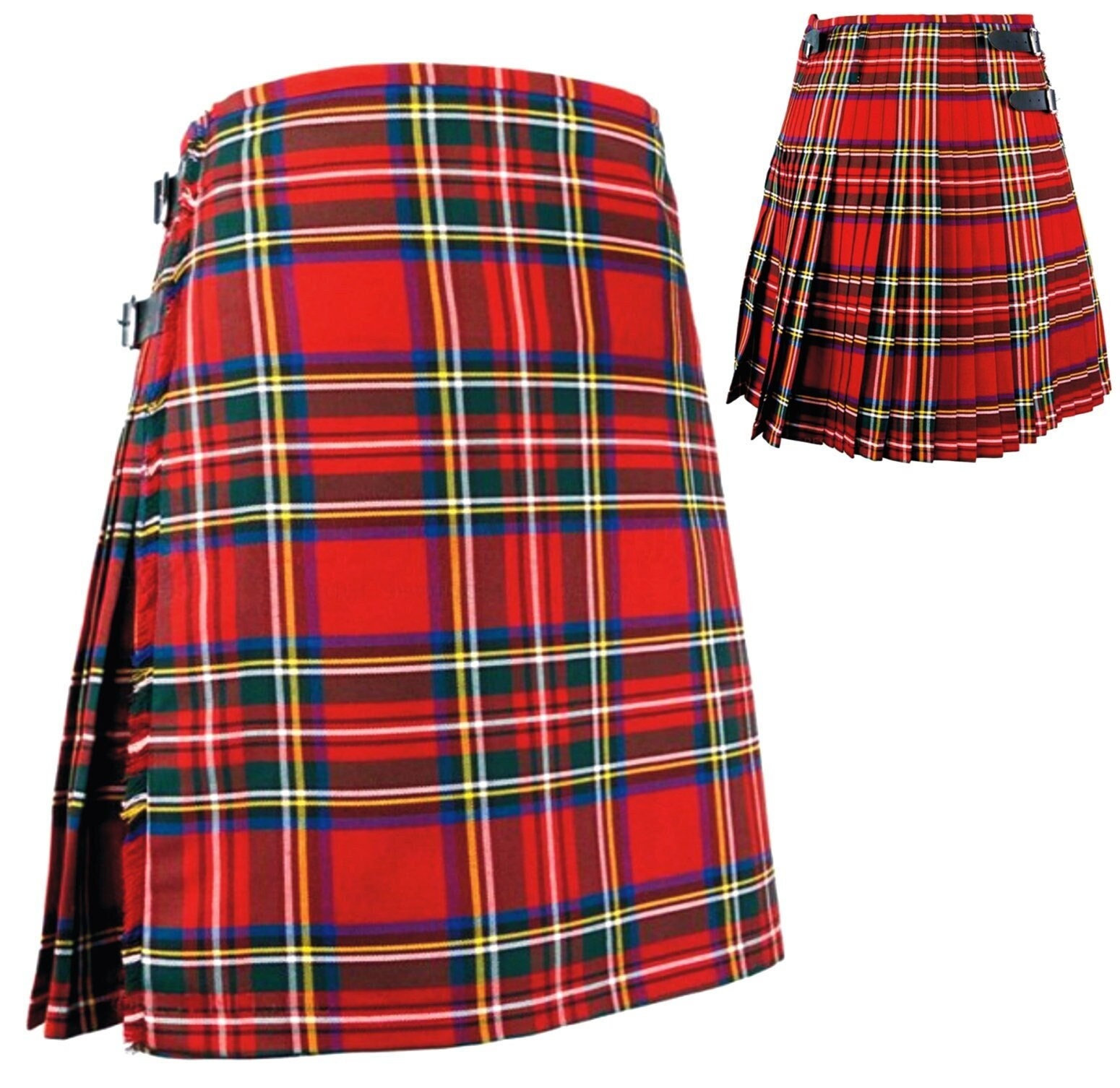 Schottischer Kilt Tartan Rot - Authentischer Schottenrock Bis Größe XL