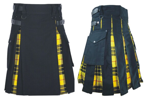 POSH HYBRID KILT-Utility Fashion-Cotton Fabric Body with Tartan in Pleats-Cargo Pockets