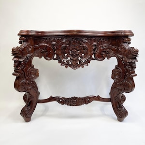 Rococo Revival Console Table | Hand-Crafted Reproduction | Ornate Floral & Scrollwork Detailing