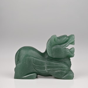 Hand-Carved Green Jade Pixiu Statue | Feng Shui Wealth & Protection Symbol | Prosperity Decor Figurine | Natural Jade Crystal Carving