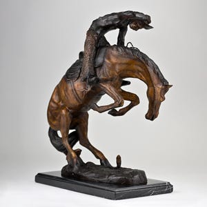Bronco Buster Bronze Statue by Frederic Remington | Iconic Western Cowboy Sculpture | Rustic American Art Decor