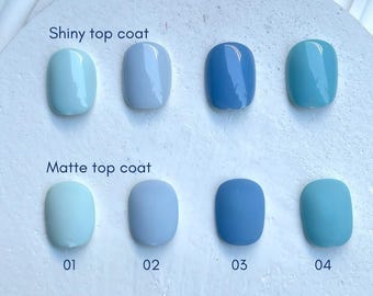 Blue Press On Nails Sizing Kit: Matte & Shiny, Reusable, Plain Color