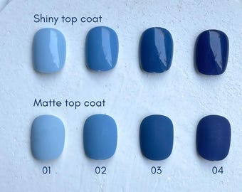 Blue Tone Press On Nails Sizing Kit: Matte & Shiny, Reusable