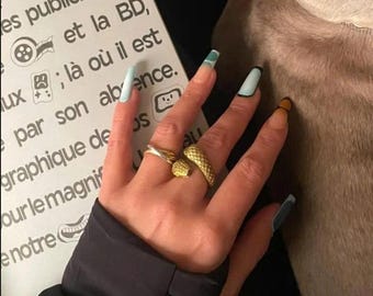 Classic French Tip Press On Nails | Sophisticated Square French Nail Art | Custom Handpainted Acrylic Nails | Y2k Nails