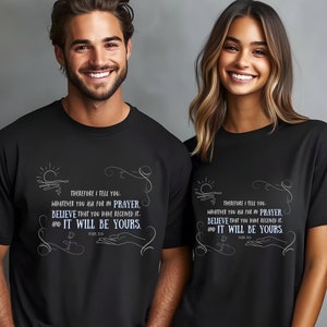 Gildan 5000, MARKUS 11:24 kristen t-shirt, bibelvers-tröja från Markusevangeliet bild 1