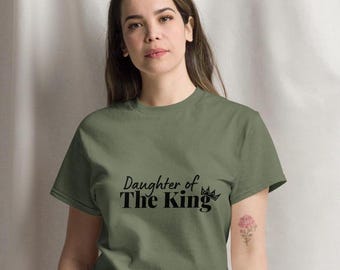 Camiseta Hija del Rey, regalo cristiano para mujer, camiseta de algodón
