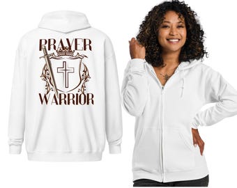 Prayer Warrior Christian Zip Up Hoodie, Evangelist Religious Gifts, Church wear