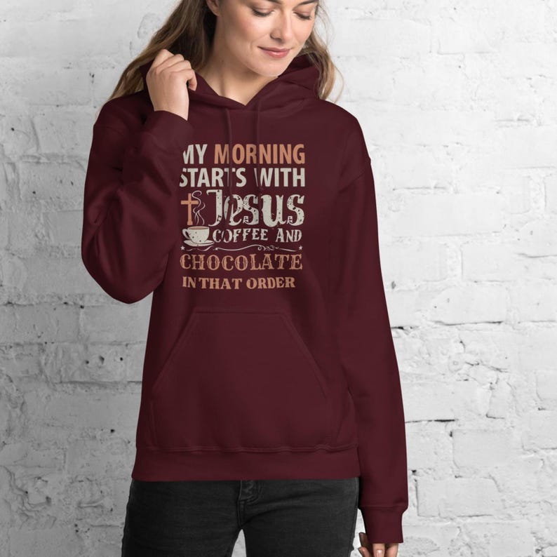Morning with Jesus Gildan Heavy blend Hoodie, Fun Christian Church wear, Hooded sweatshirt