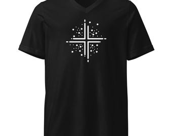 Eenvoudig T-shirt met V-hals, christelijk uniseks T-shirt | Comfortabele katoenen Bella + Canvas Faith Apparel