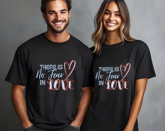 Ingen rädsla i kärlek kristen t-shirt, 1 Johannes 4:18 bibelvers unisex t-shirt