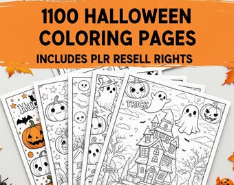 1100+ Halloween Coloring & Activity Pages Bundle: PLR Rights (PNG Printable)