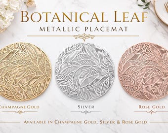 3D Botanical Leaf Luxe Tischset, metallische Luxustischsets, eleganter Essakzent, hitzebeständiges Tischset, moderne Housewarming-Dekorgeschenke