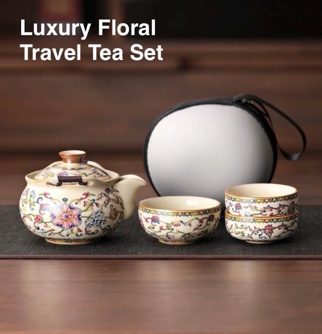 Vane Tea Set Luxury Vintage Floral Travel Tea Set, Porcelain Minimalistic Tea Set ...