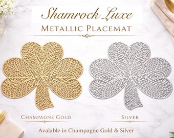 3D Shamrock Luxe Tischset, metallische Luxus Tischset, elegante Essakzente, hitzebeständige Tischset, moderne Housewarming Dekoration Geschenke